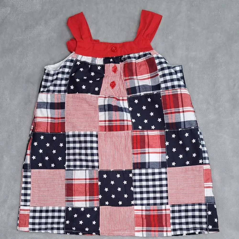 Gymboree Dress Girls 18-24 Months Plaid Stars Stripes Patchwork Lined